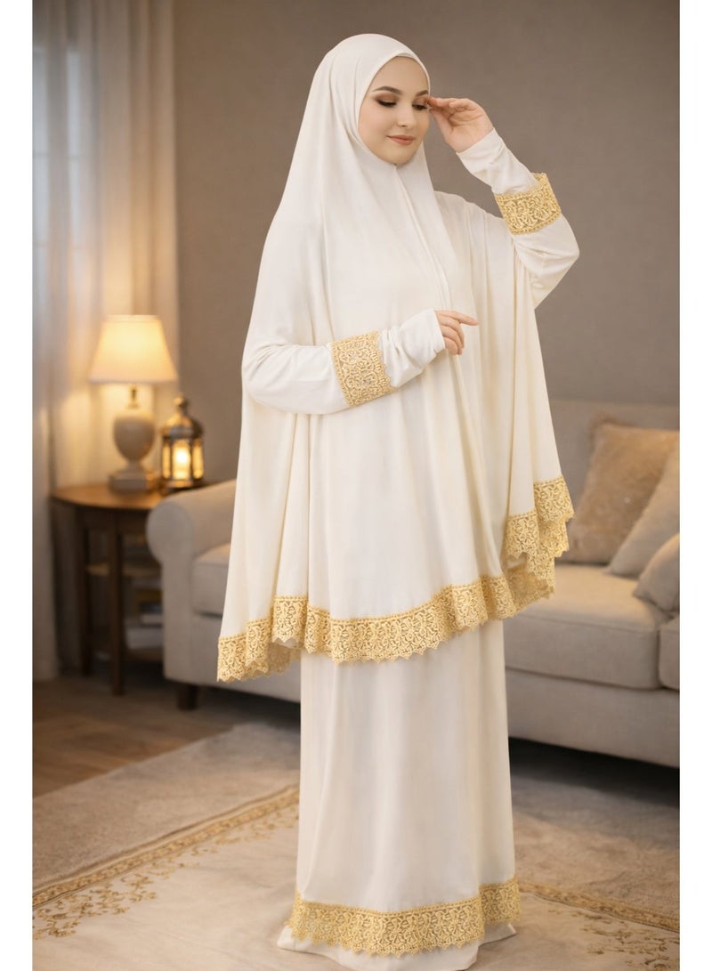 OLUDENIZ Women’s Two-Piece Prayer Dress – Cool Lycra Fabric – Full Modest Coverage – Fits Most Sizes – Turkish Quality – Perfect Gift Option - Image 1